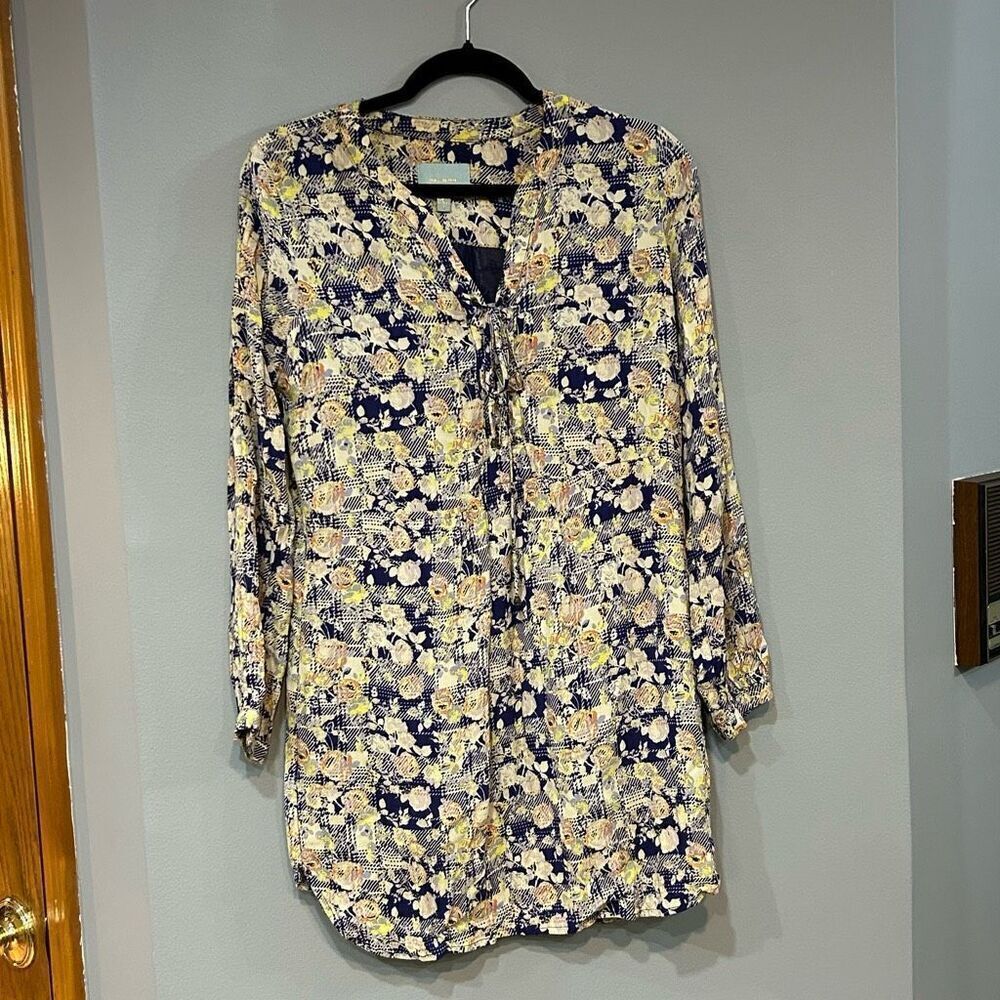 Skies are Blue floral spring print tunic shirt‎ dress size S